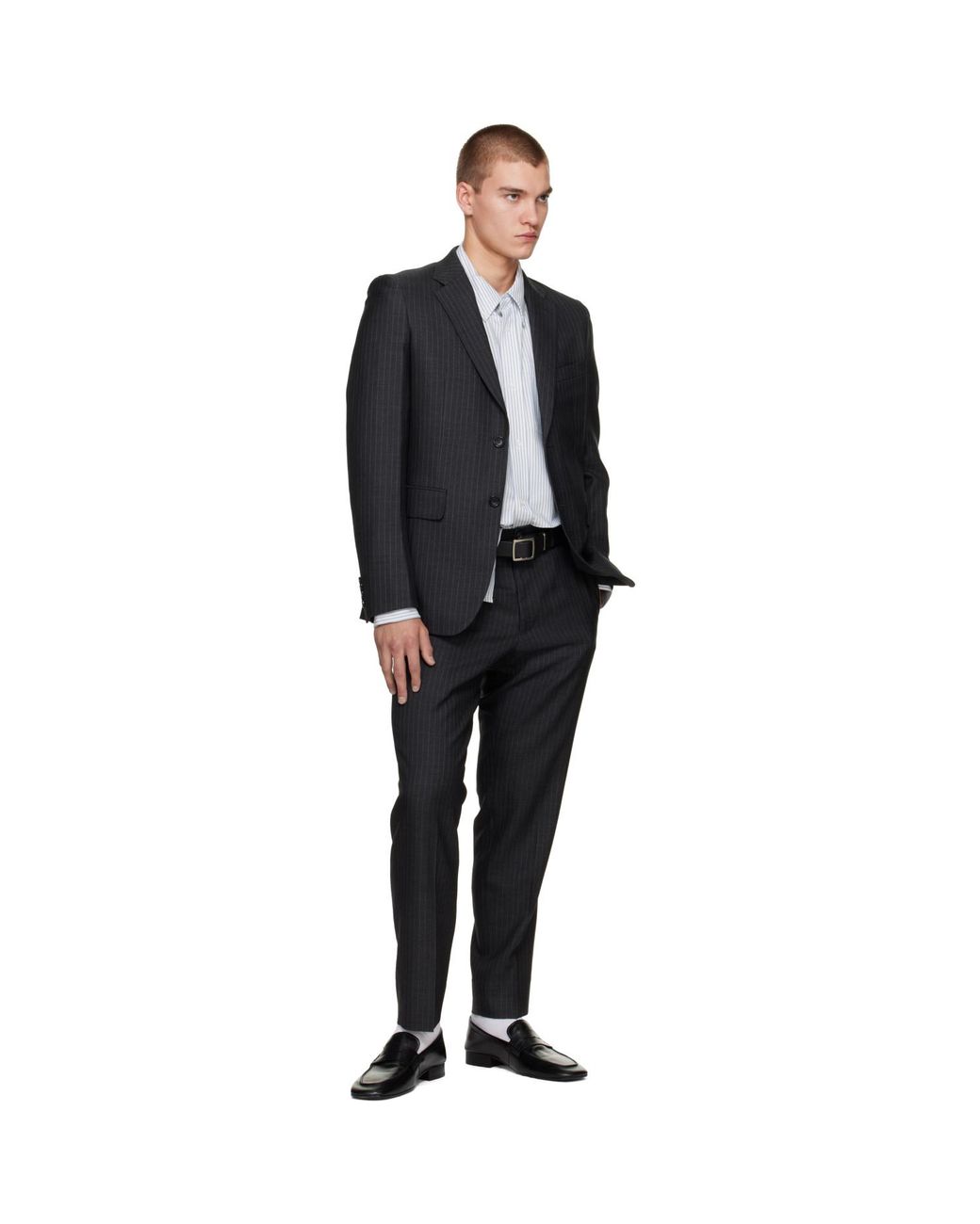 Comme des Garçons Black Wool Cashmere Pinstripe Trousers for men
