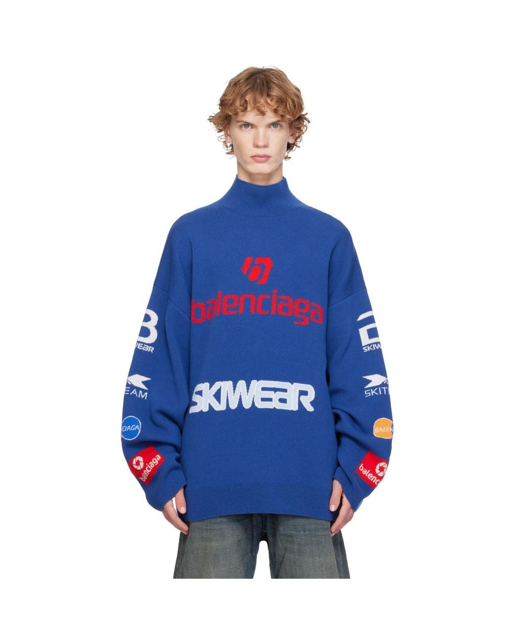 Balenciaga Blue L/Turtleneck for men