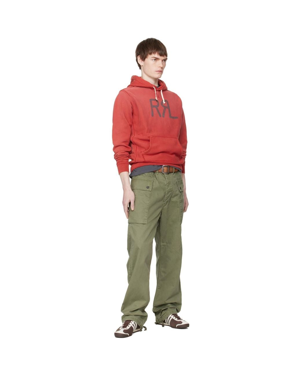 RRL Green Herringbone Field Cargo Pants for men