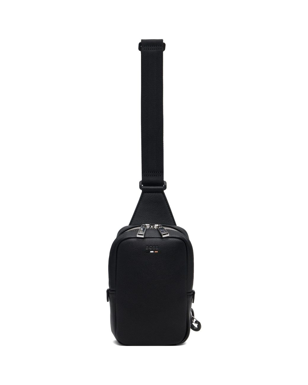 Boss Black Grained Faux-Leather Bag for men