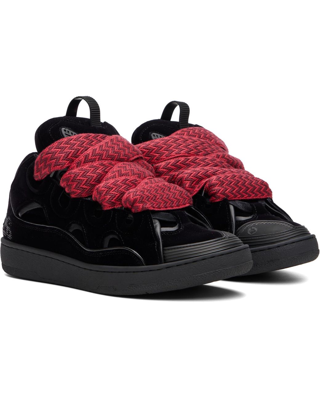 Lanvin Black Curb Velvet Sneakers for men