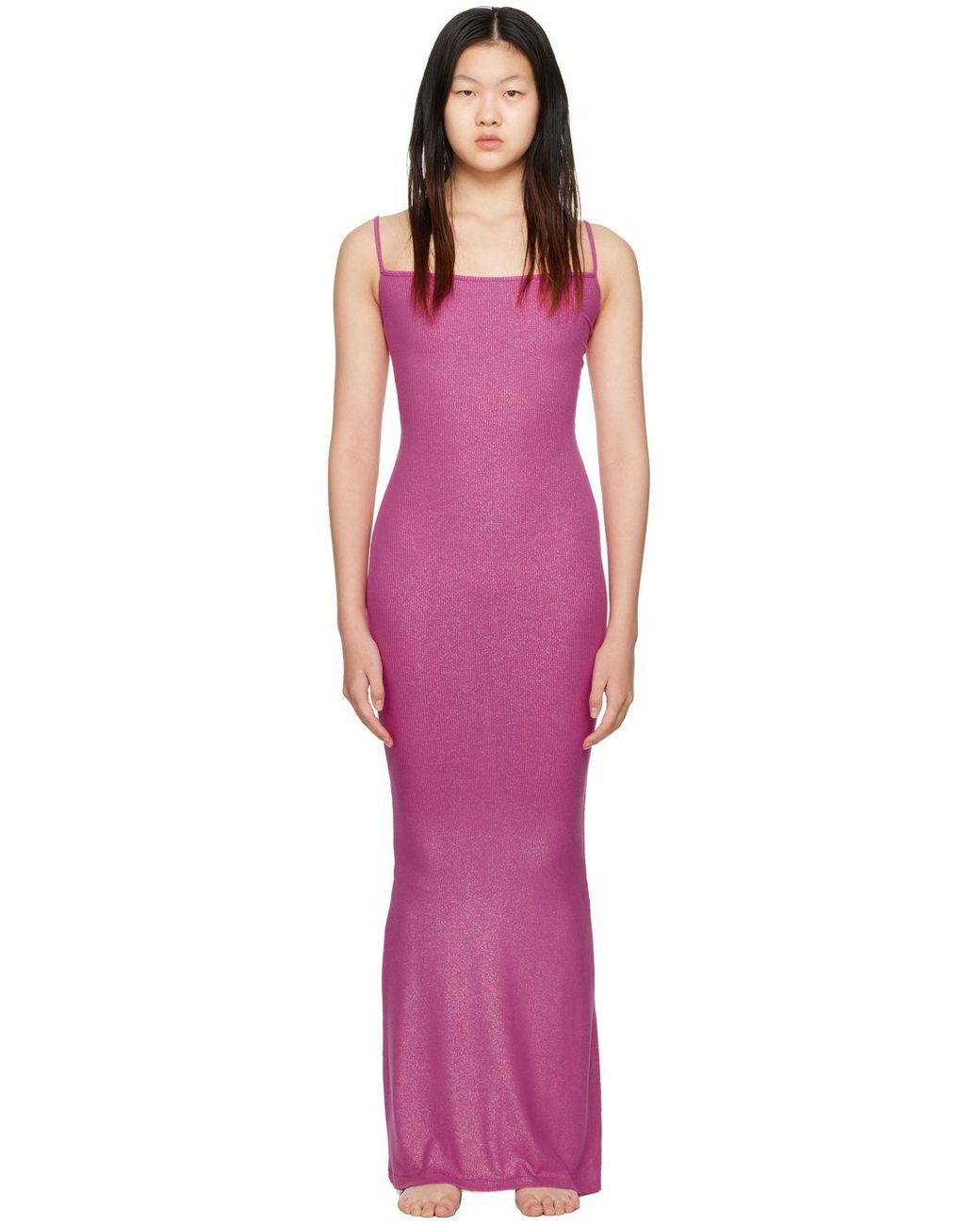 Skims Pink Soft Lounge Shimmer Maxi Dress in Red | Lyst Skims Pink Soft Lounge Shimmer Maxi Dress in Red | Lyst