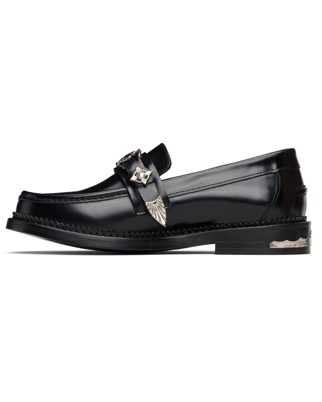 Toga Black Polished Leather Loafers