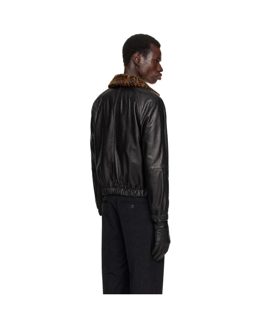 Ernest W. Baker Black Ssense Exclusive Leather Harrington Jacket for men