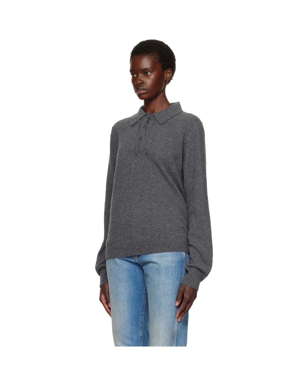 Maison Margiela Blue Draped Collar Wool Polo