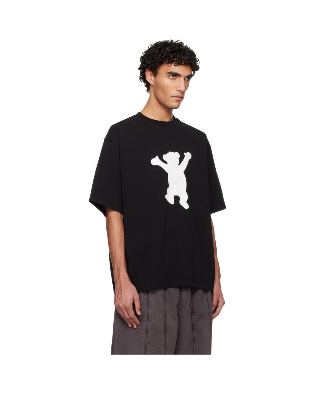 we11done Black Teddy Logo T-Shirt for men
