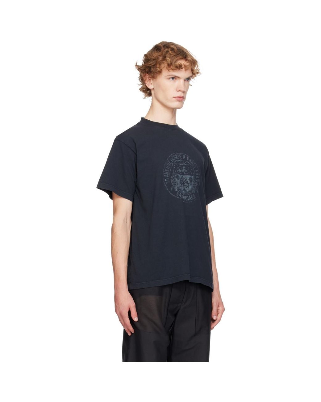 Balenciaga Blue Standard Address Crest T-Shirt for men