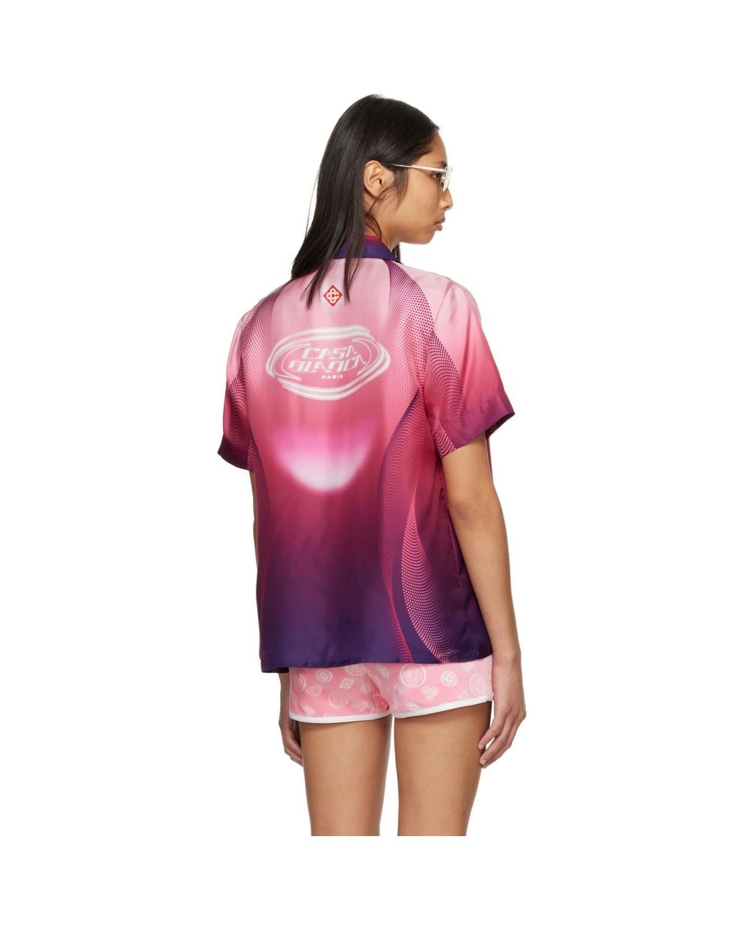 Casablanca Red Gradient Short Sleeve Silk Shirt