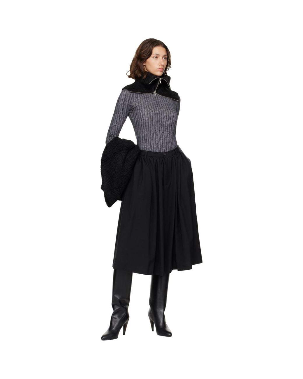 MM6 by Maison Margiela Black Zip Up Collar