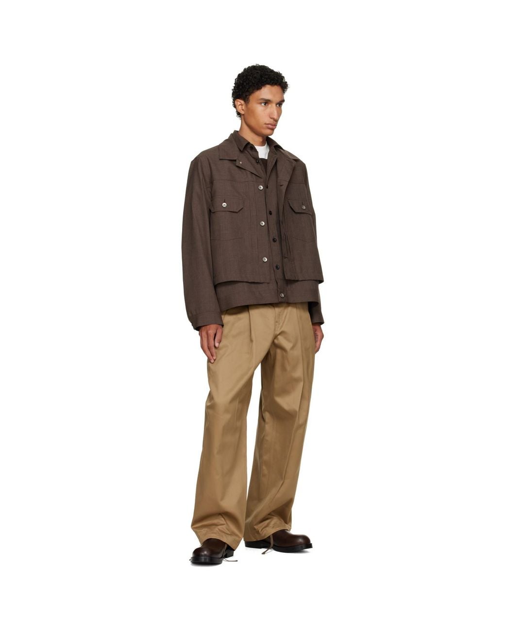 Sacai Natural Cotton Chino Trousers for men