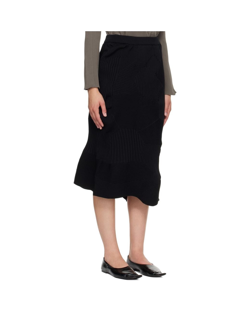 Issey Miyake Black Kone Kone Midi Skirt