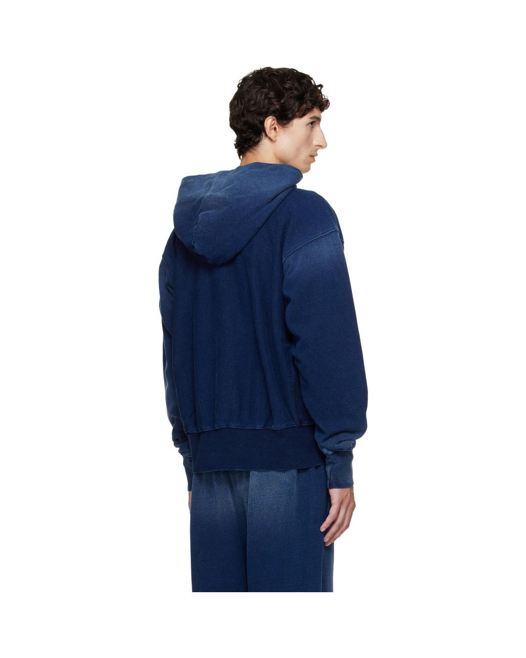 Les Tien Blue Heavyweight Hoodie for men