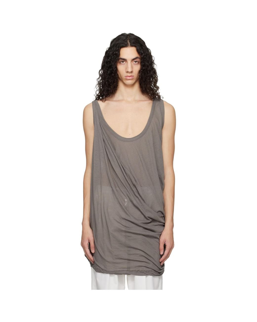 Rick Owens Black Temple Pony Tank Top for men