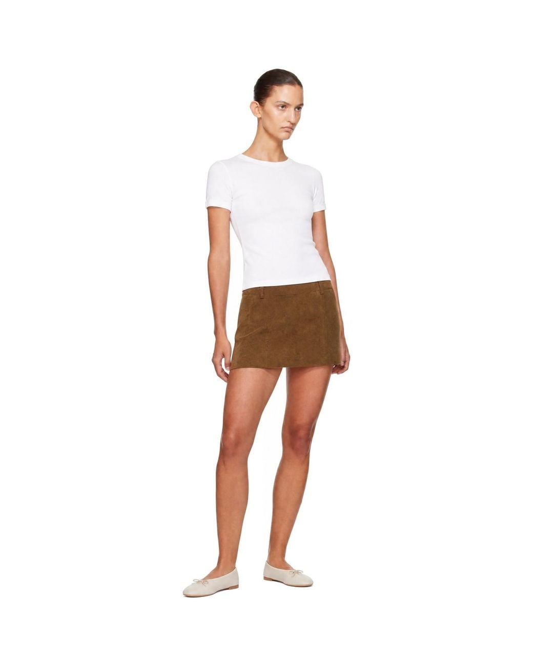 DUNST Brown Alter-Suede Miniskirt