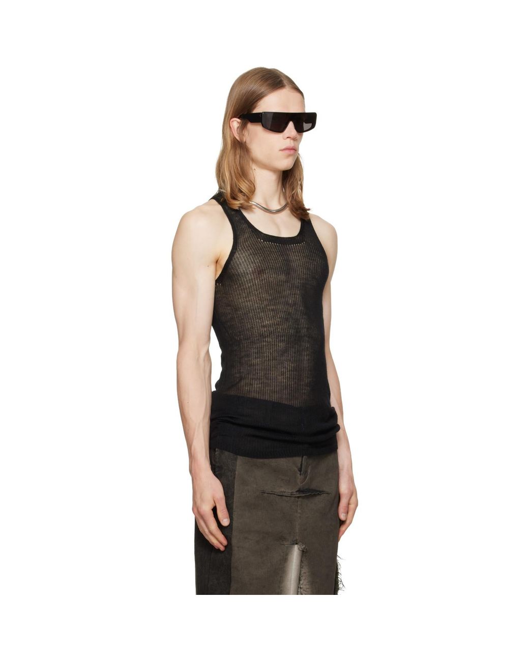 Rick Owens Black Tower Pony Tank Top for men