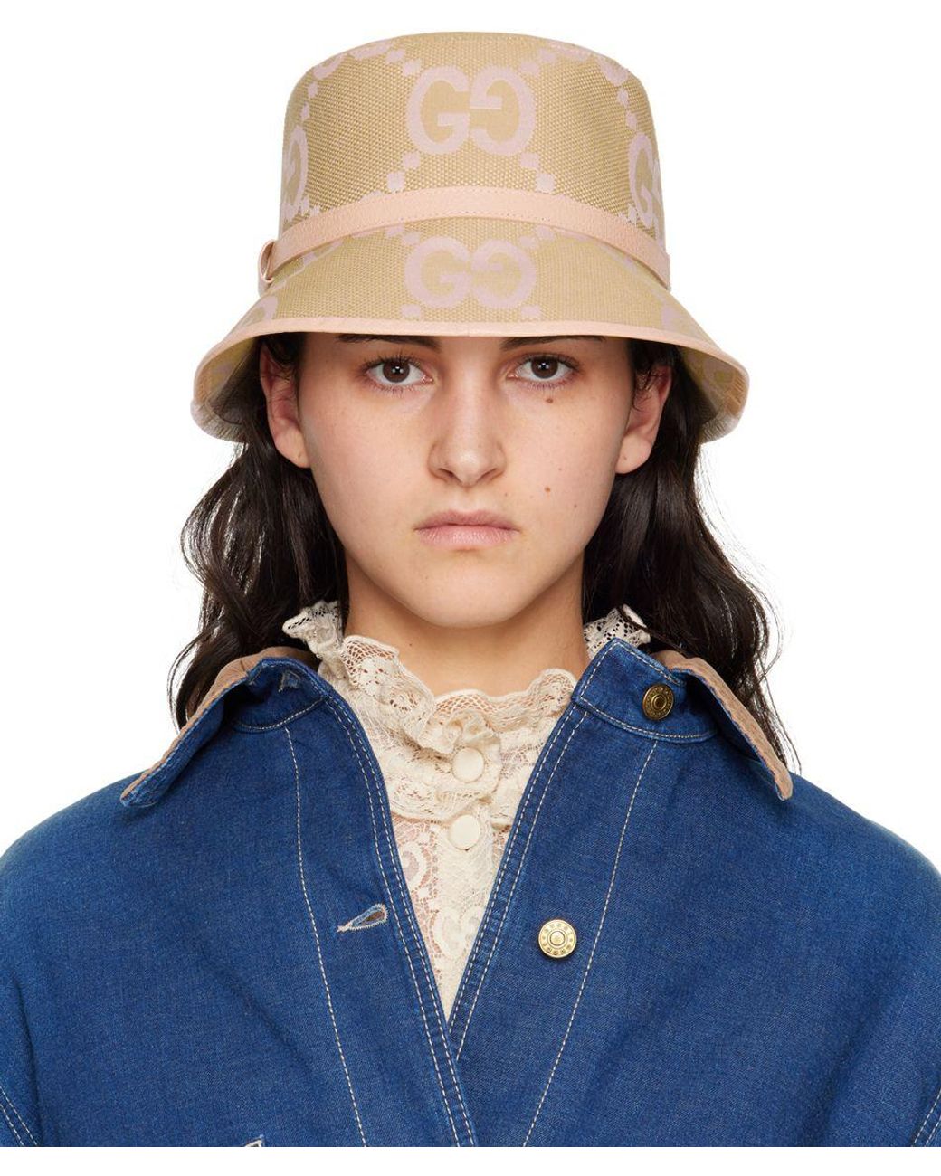 Gucci Beige & Pink Jumbo gg Bucket Hat in Blue Lyst