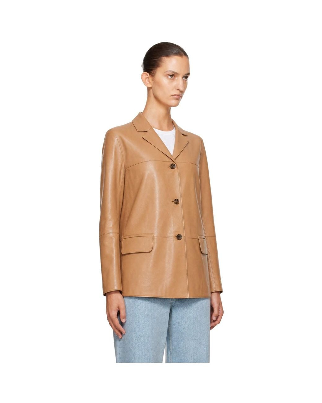 Loulou de Saison Natural Tan Nari Straight Leather Jacket