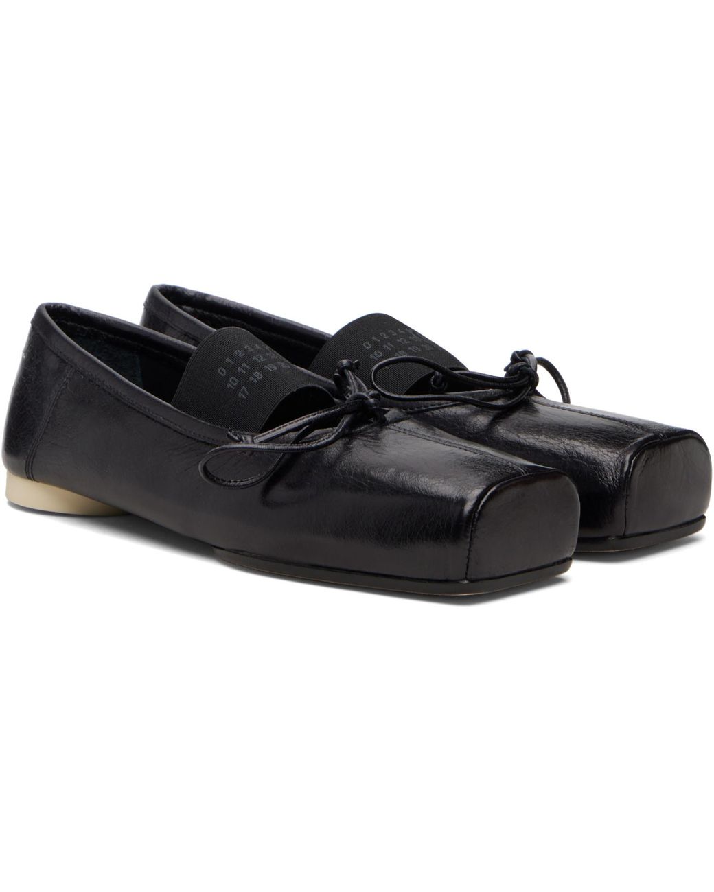 MM6 by Maison Margiela Black Numeric Square-Toe Ballerina Flats
