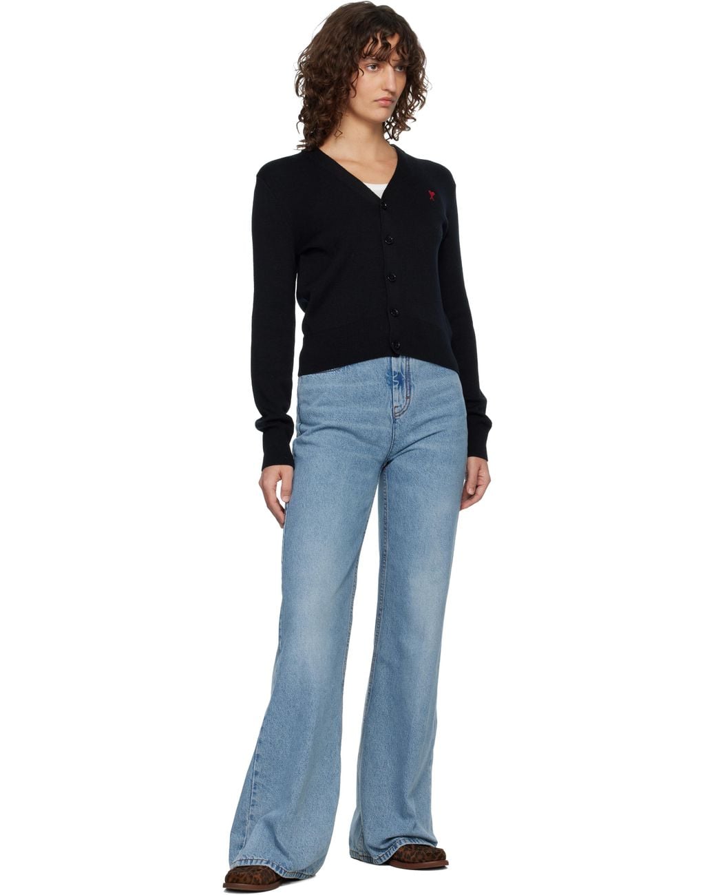 AMI Black Wool Ami De Coeur Cardigan