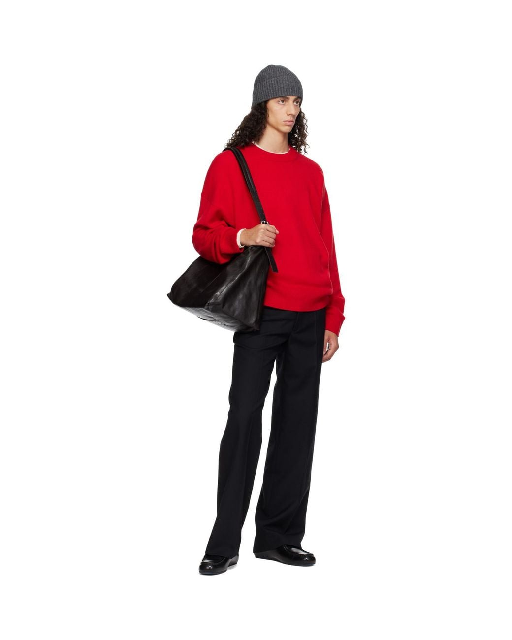 YACAIA Red Y-0008 Oversized Merino Cashmere Sweater for men