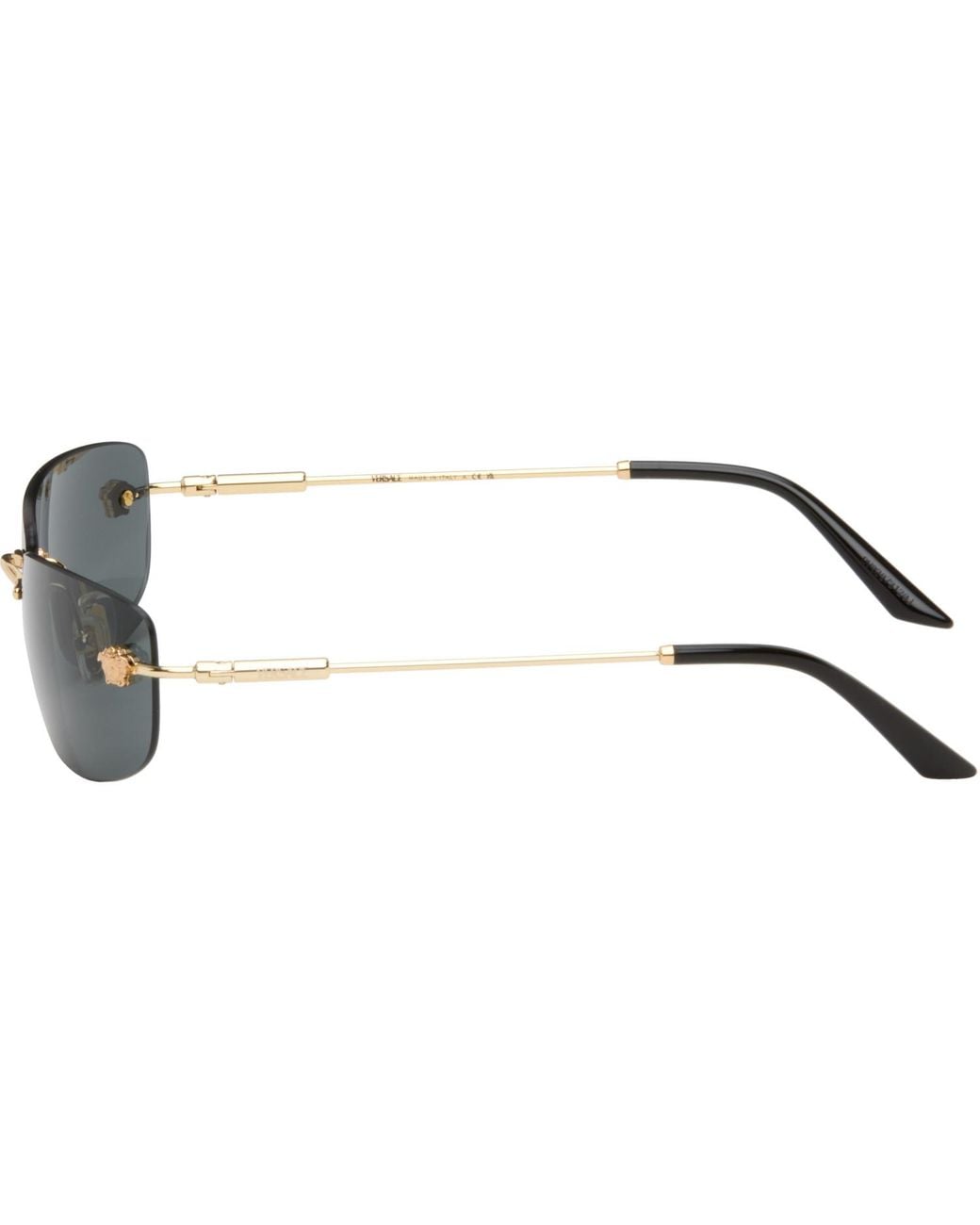Versace Gray Rimless Rectangle Medusa Sunglasses