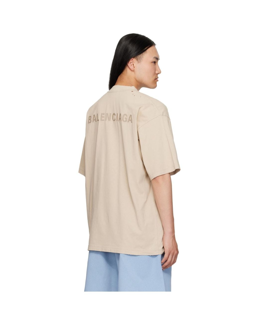 Balenciaga Natural Distressed T-shirt for men