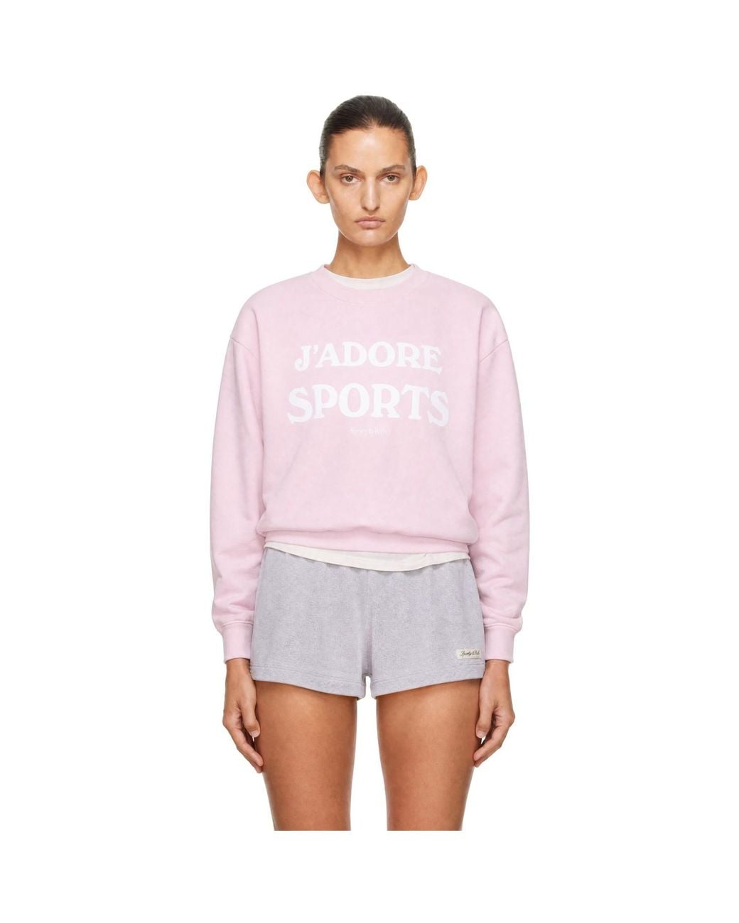Sporty & Rich White 'J'Adore' Flocked Crewneck Sweatshirt