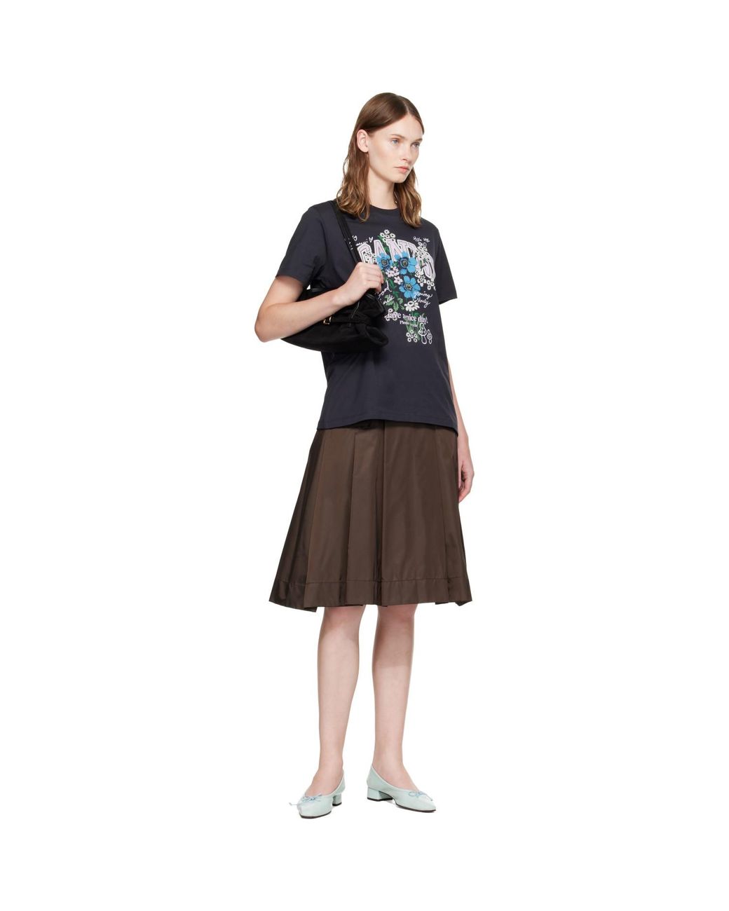 Ganni Blue Flowers T-Shirt