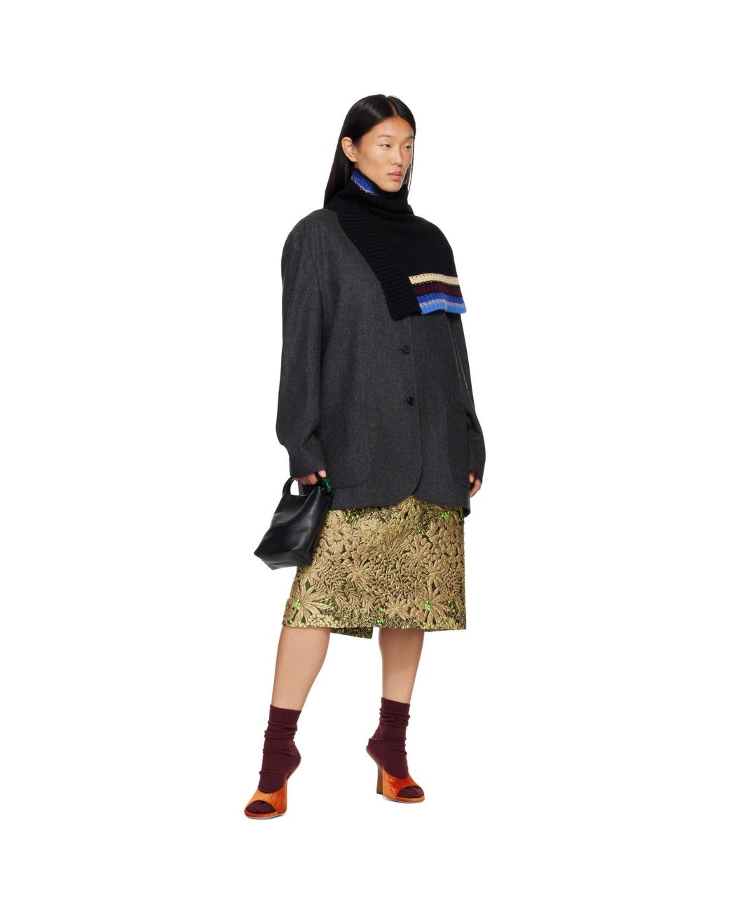 Dries Van Noten Black Wool Shawl Collar