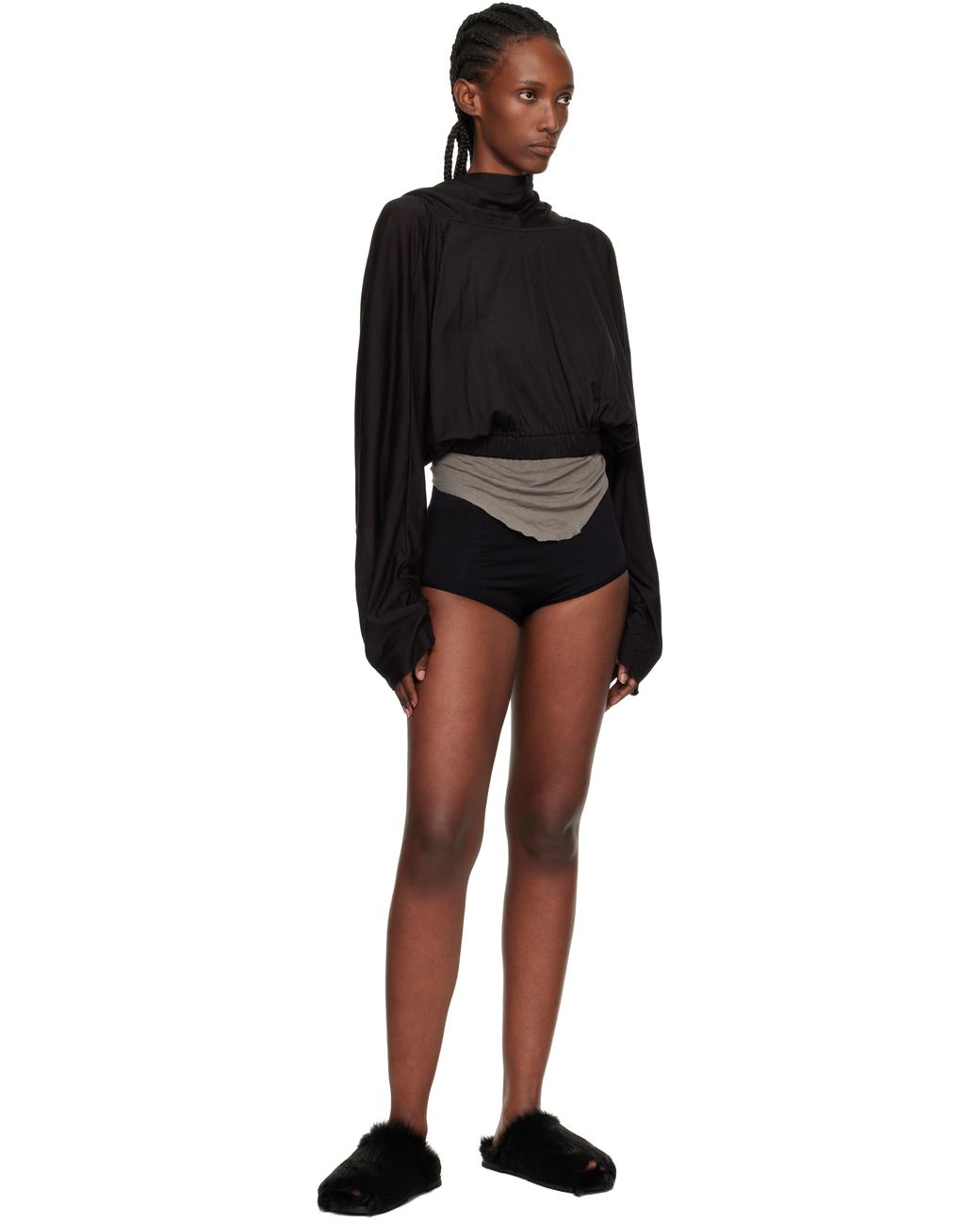 Rick Owens Black Concordians Rib Briefs