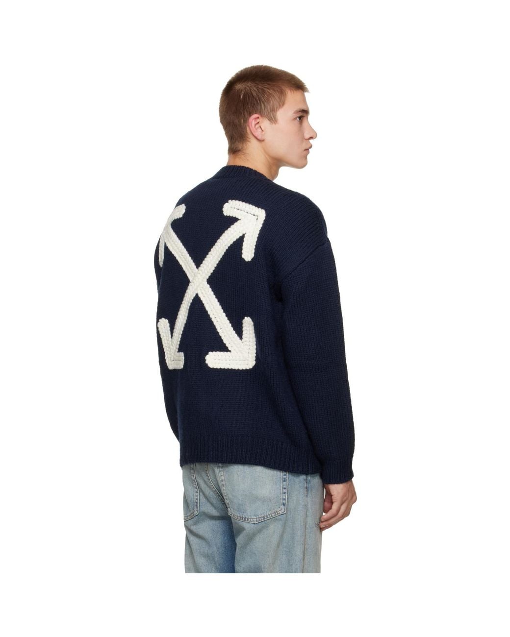 Off-White c/o Virgil Abloh Blue Maxi Arrow Crewneck Sweater for men