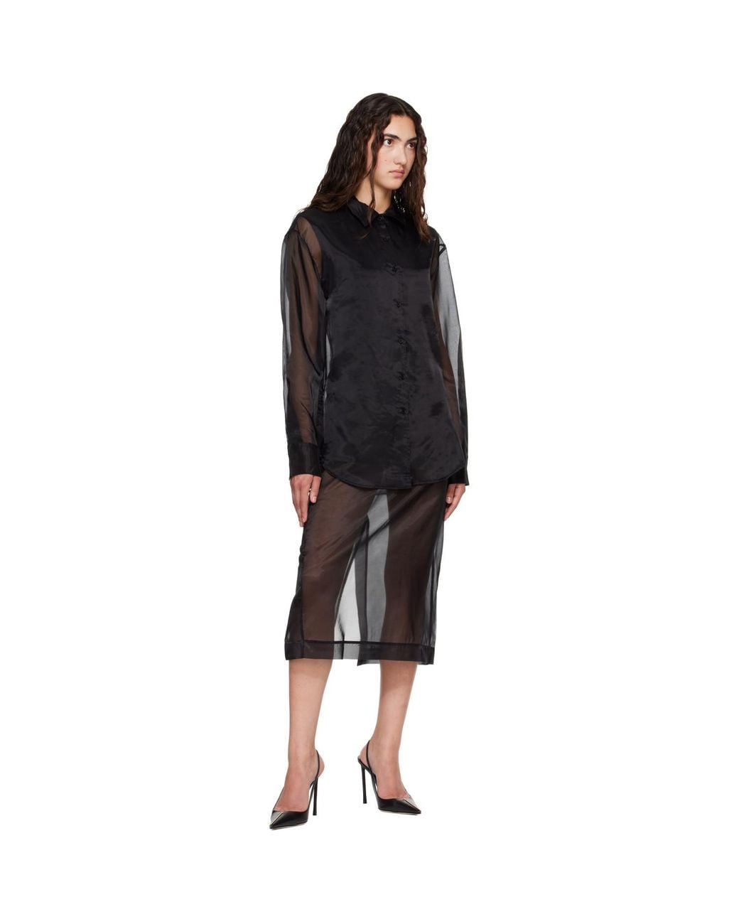 Frankie Shop Black Peri Sheer Shirt