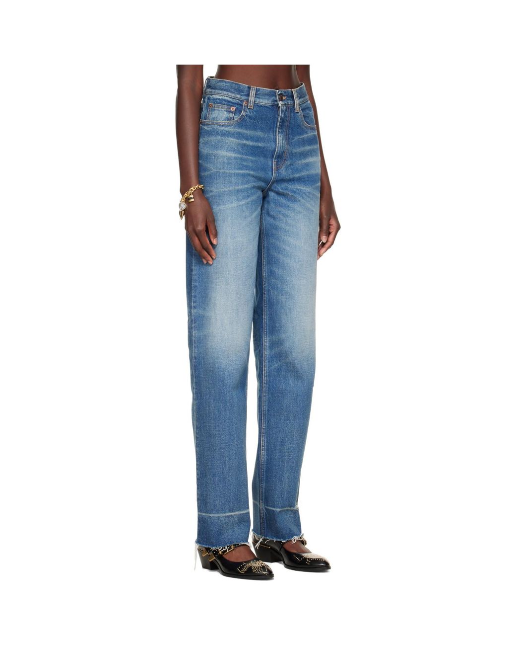 Chloé Blue Distressed Cuff Jeans