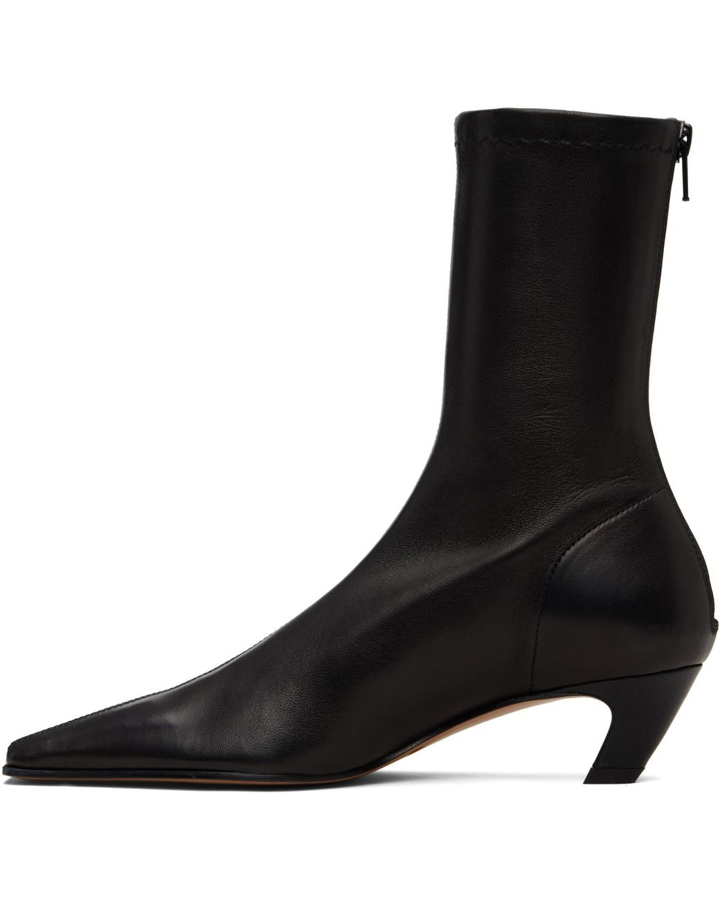 Khaite Black Arizona Stretch Ankle Boots
