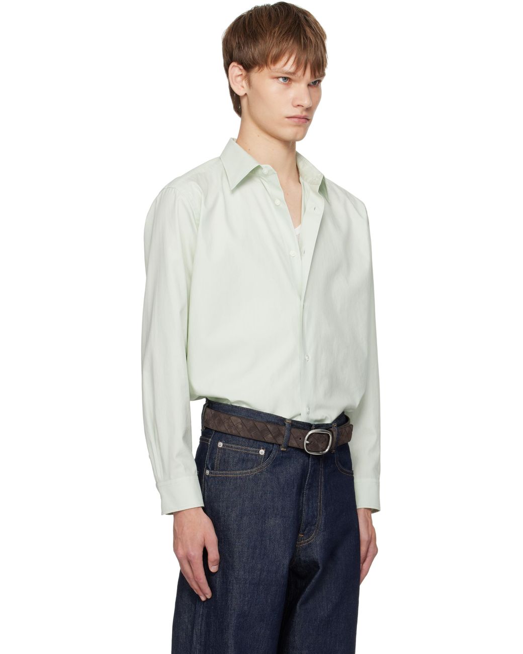 AURALEE Washed Finx Twill Shirt in Green for Men | Lyst