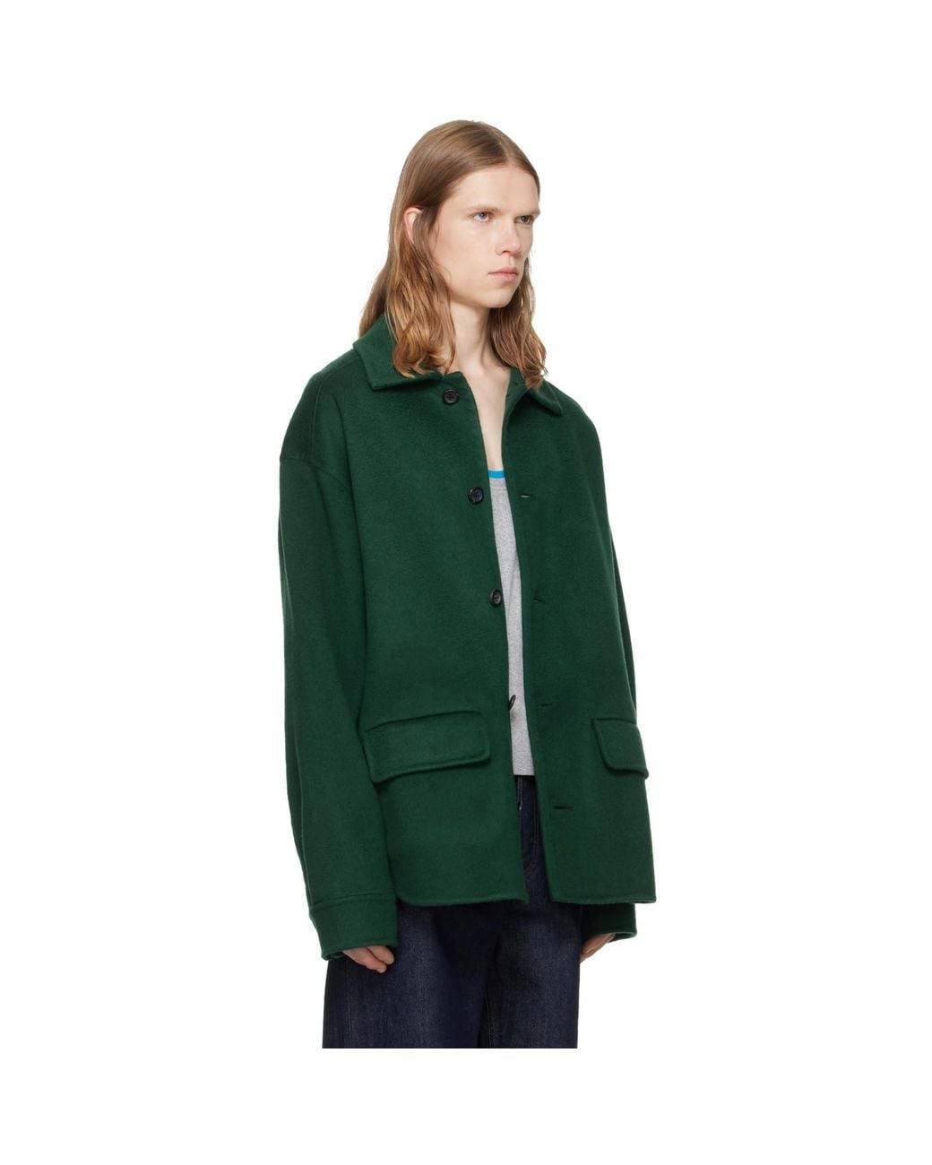Marni Green Wool-Cashmere Jacket for men