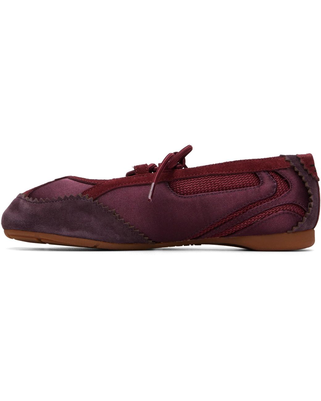 DIESEL Red Burgundy D-Mile Lace-Up Ballerina Flats