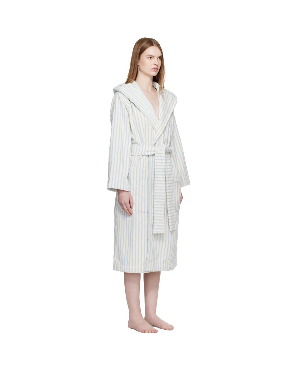 Tekla Black Off & Terry Hooded Bathrobe