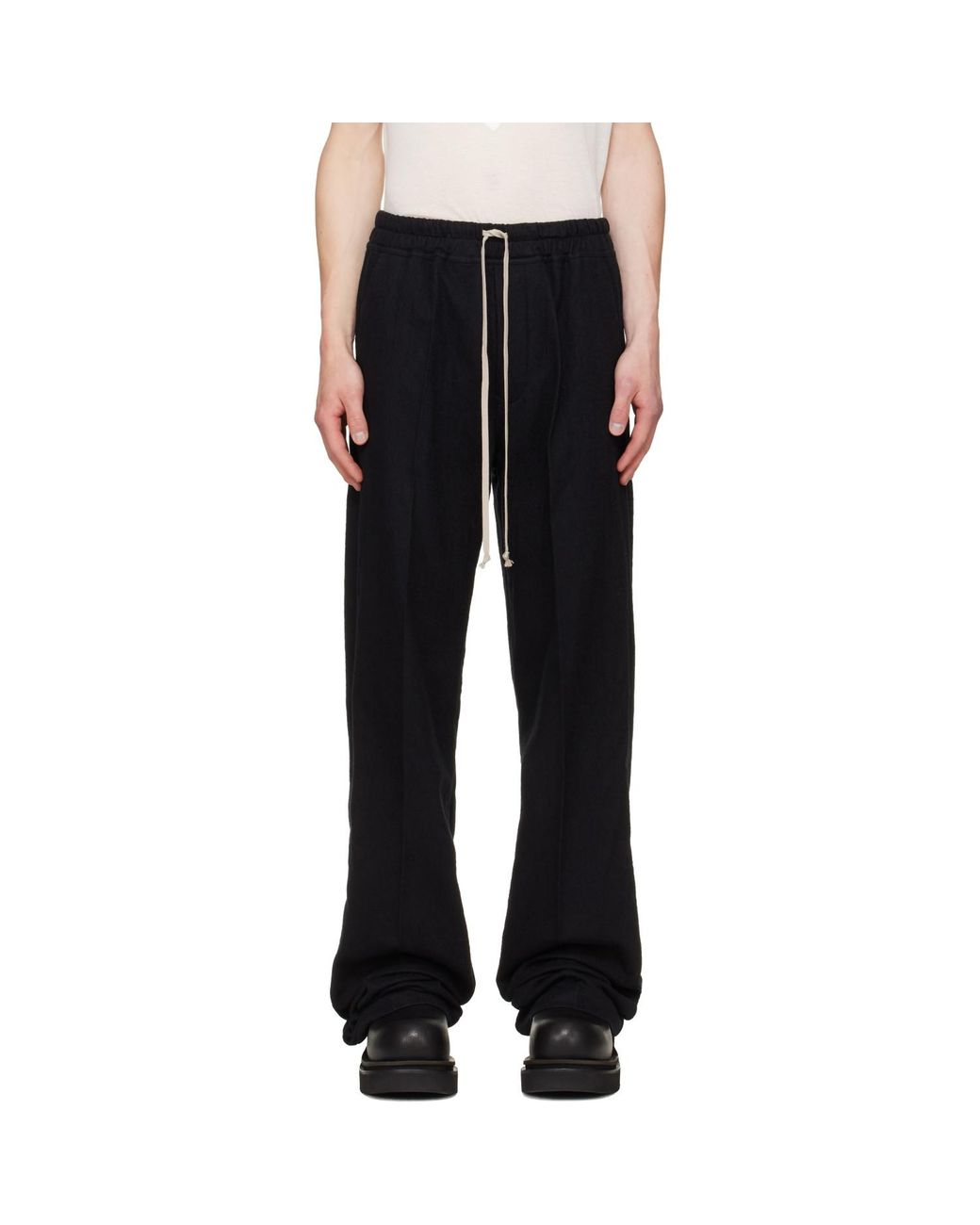 Rick Owens Black Tower Dietrich Drawstring Trousers for men