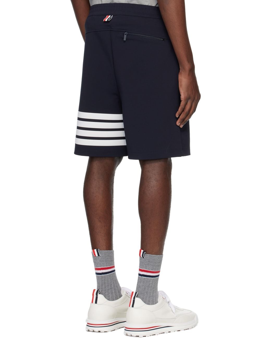 Thom Browne Blue Mid Thigh 4 Bar Shorts for men