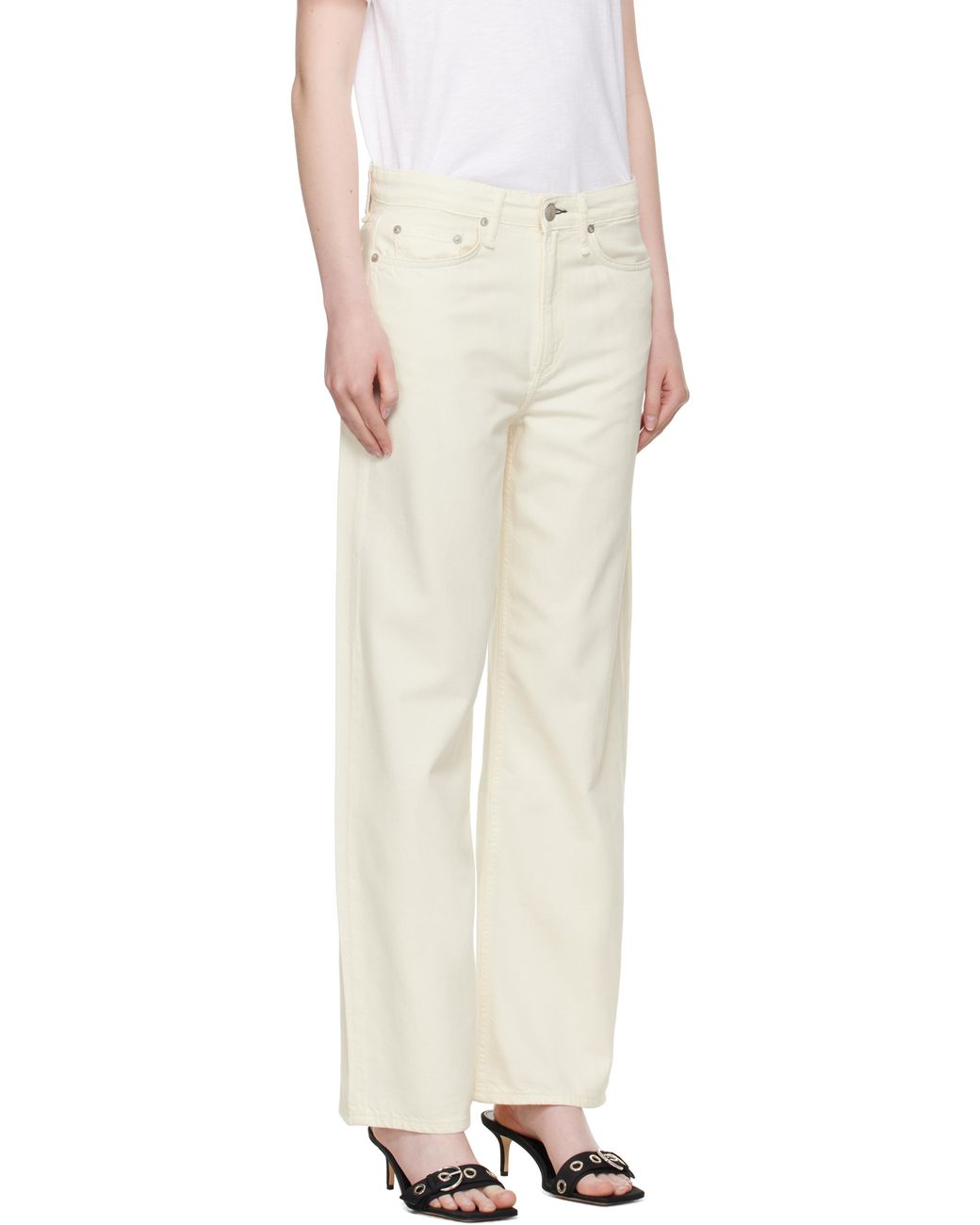 Rag & Bone Natural Off- Featherweight Logan Wide-Leg Jeans