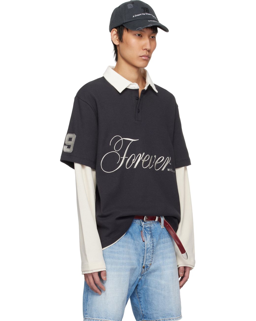 Tシャツ・カットソー MISBHV DOUBLE LAYERED FOREVER POLO (250M152 BLACK WHIT) Forever Double Layered Polo