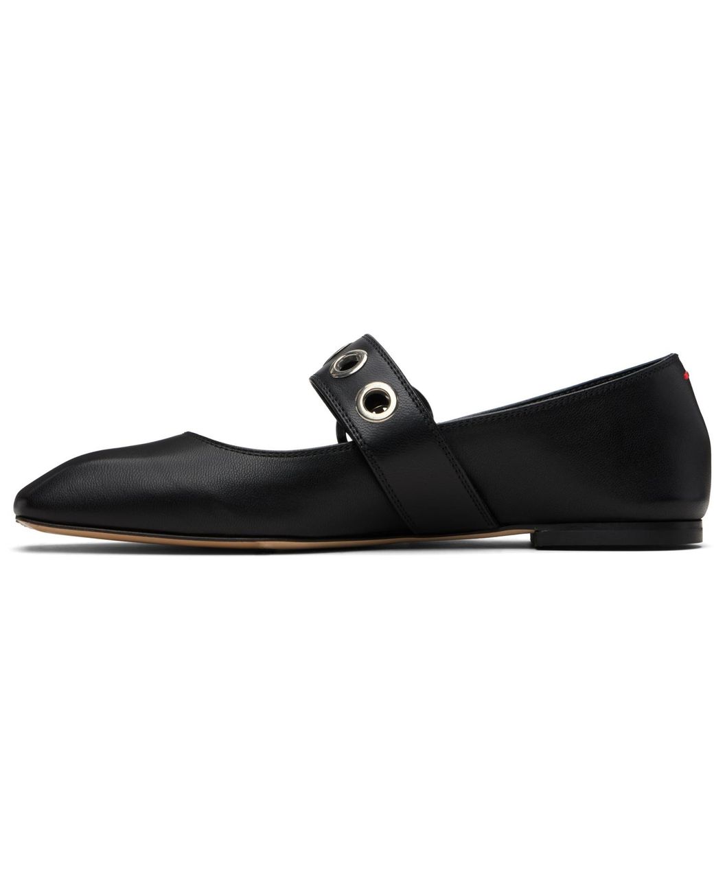 Aeyde Black Uma Eyelet Leather Mary-Janes Flats