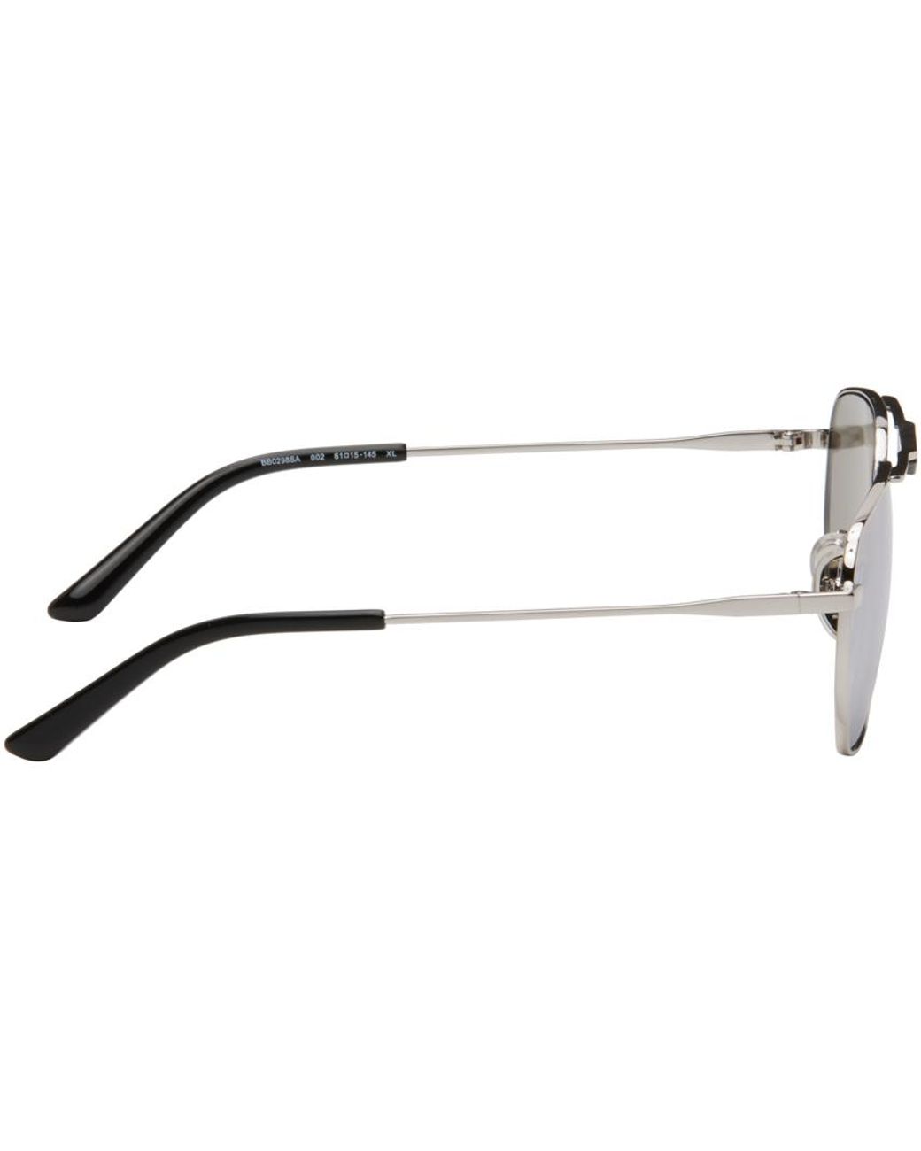 Balenciaga Silver Tag 2.0 Navigator Sunglasses in Black for