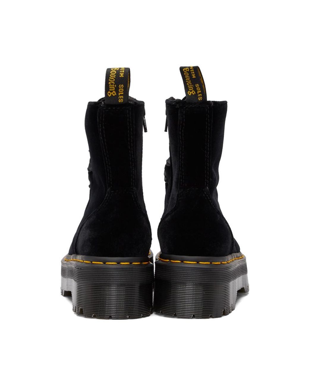 Dr. Martens Lace Black Velvet Jadon Platform Boots | Lyst
