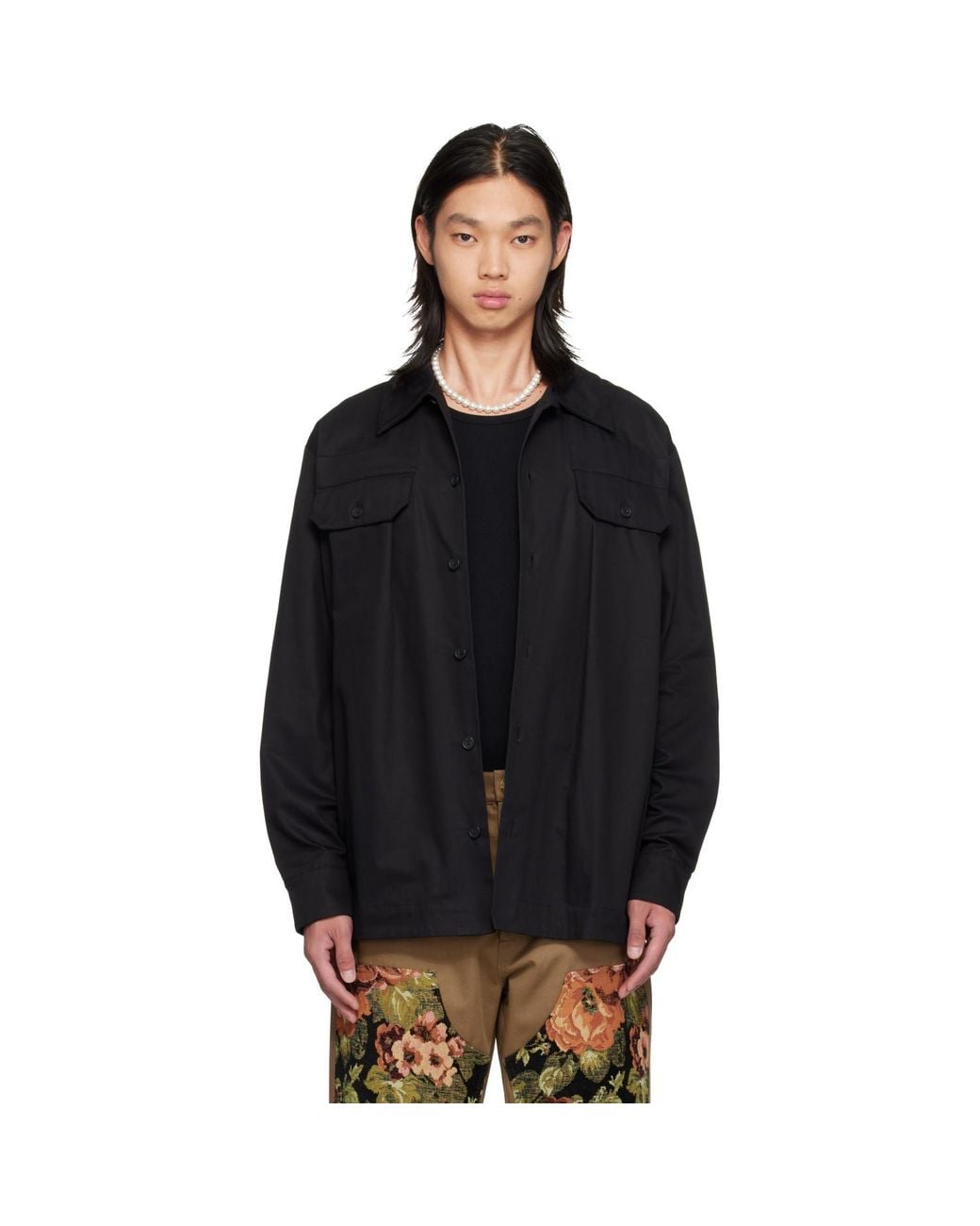 Simone Rocha Black Military Overshirt for men