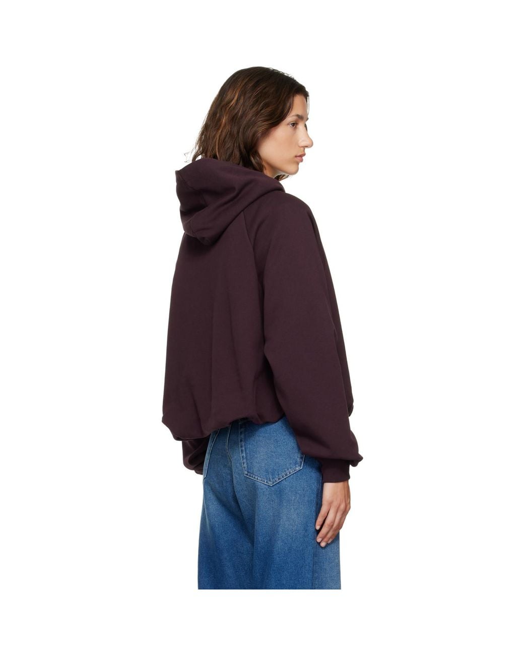 Dries Van Noten Purple Burgundy Draped Cotton Hoodie