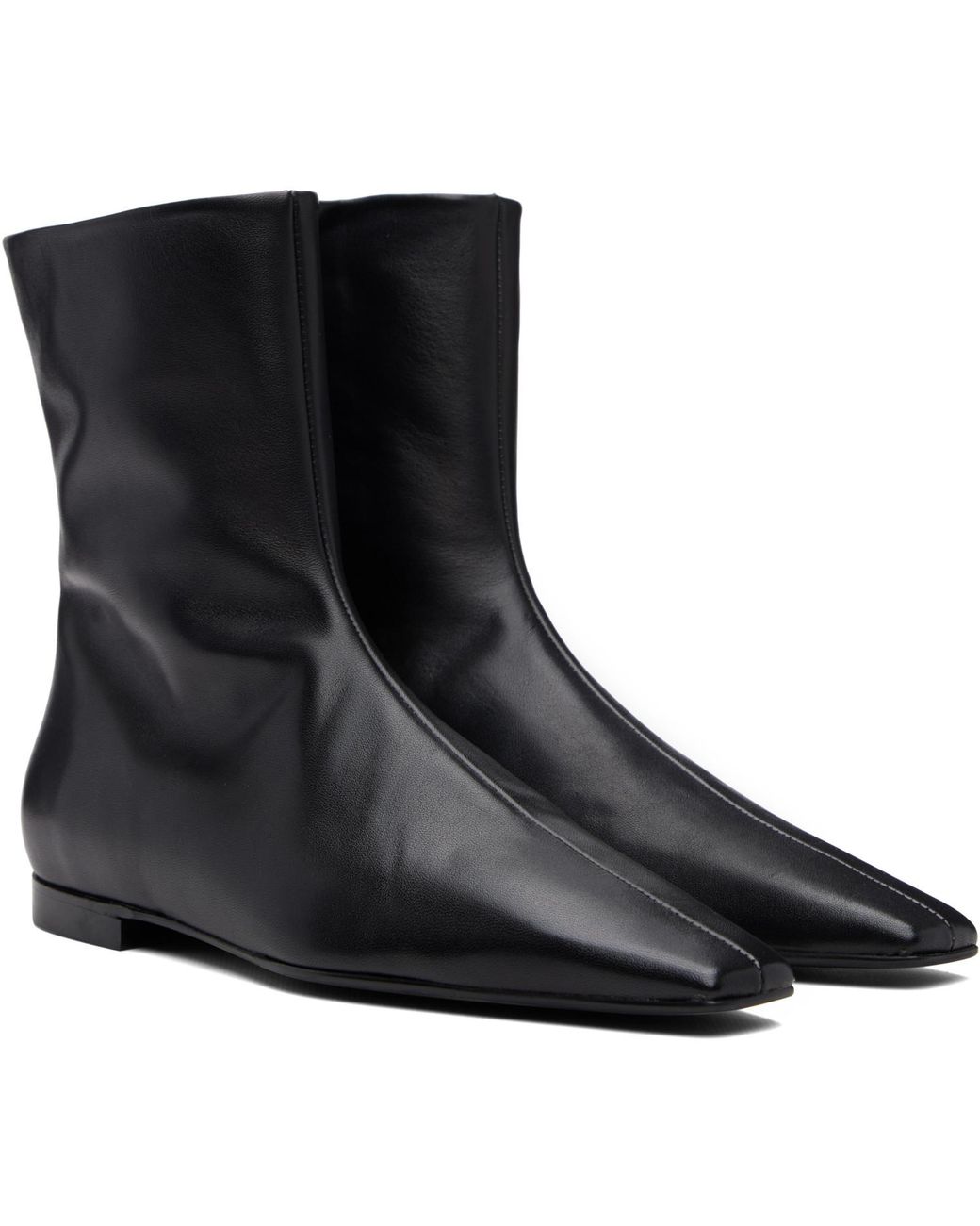 Totême Black Zip Leather Chelsea Boots