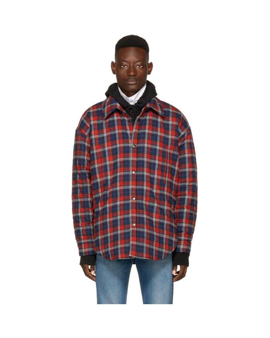 Balenciaga Red Oversized Flannel Shirt for Men | Lyst