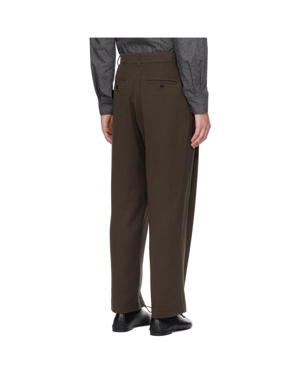 Amomento Black Tapered Wool Trousers for men